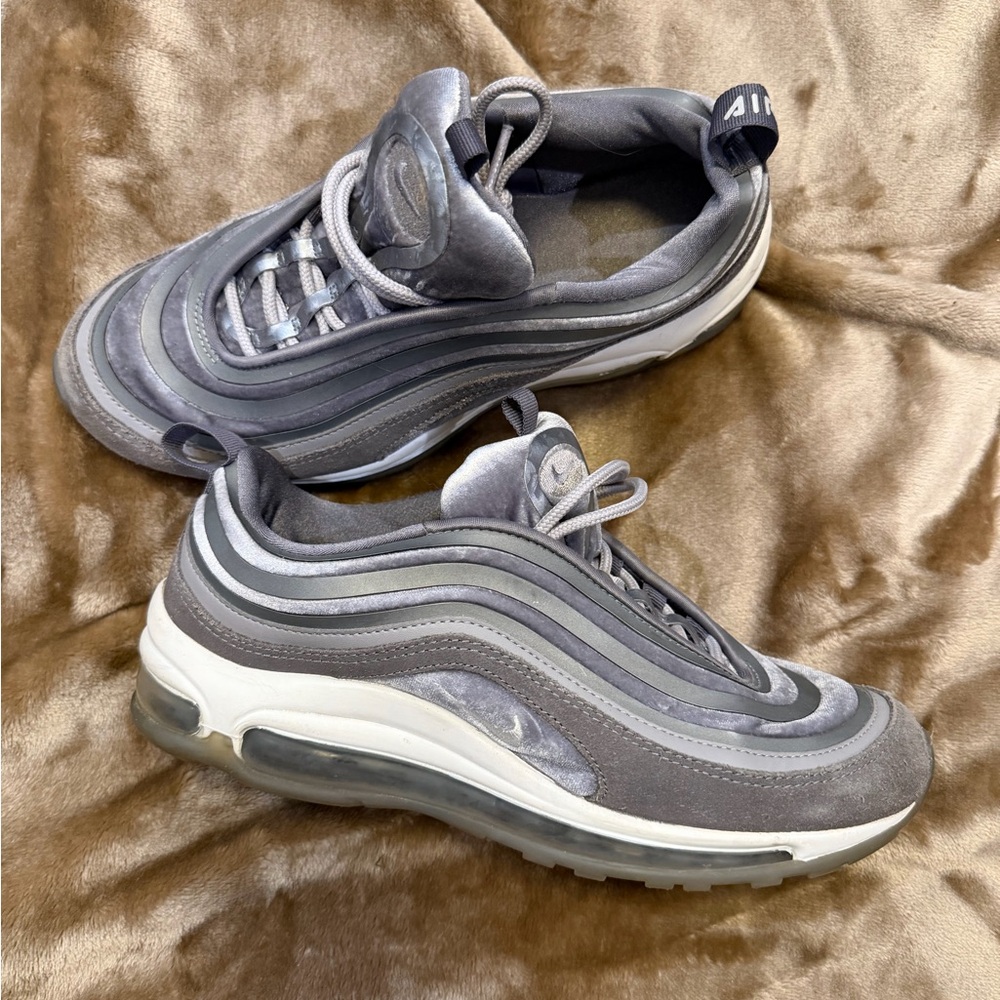 Gray Velour Air Max Sneakers